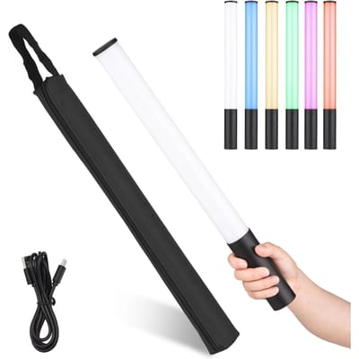 RGB-lichtstaaf Stick Handheld fotografie-videolamp Tweekleurige temperatuur 2500K-9900K 12 niveaus zwart
