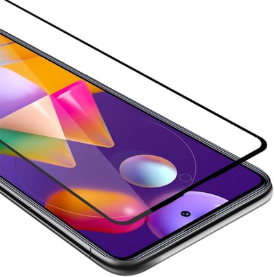 Cadorabo Screenprotector geschikt voor Samsung Galaxy M31s Volledig scherm pantserfolie Beschermfolie in TRANSPARANT met ZWART - Gehard (Tempered) display beschermglas in 9H hardheid met 3D Touch