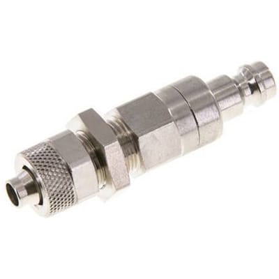 Vernikkeld Messing DN 5 Luchtkoppeling Insteeknippel 6x8 mm Push-On Schotkoppeling Double Shut-Off - CLP5-NB-BN-SV-6