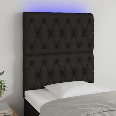 vidaXL - Hoofdbord - LED - 80x7x118/128 - cm - stof - zwart