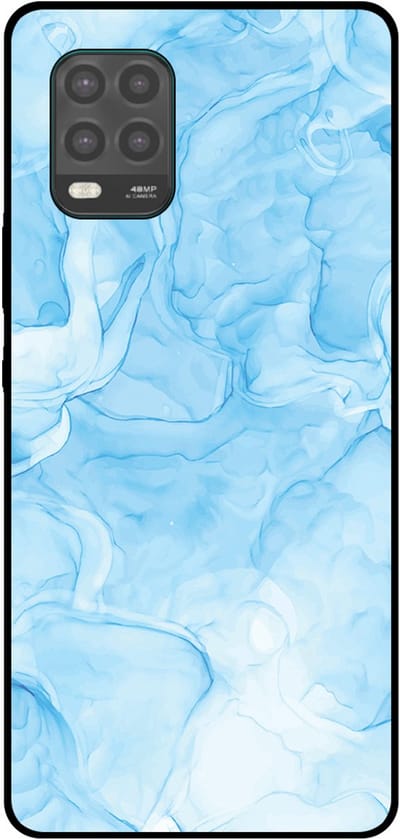 Smartphonica Telefoonhoesje Geschikt voor Xiaomi Mi 10 Lite met marmer opdruk - TPU backcover case marble design - Lichtblauw geschikt voor Xiaomi Mi 10 Lite