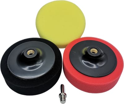 LB Tools 3x Auto polijstschijf en poetspad set 150mm M14 voor haakse slijper en met extra adapter voor de boormachine - spons polijstset