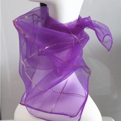 Lente en Zomer Dunne Dames Kleine Vierkante Sjaal, Zijden Sjaal, Versatile 70 * 70 Vierkante Sjaal met Gouddraad Decoratie paars