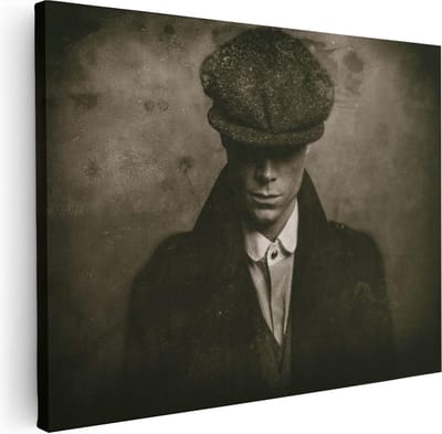 Artaza Canvas Schilderij Gangster - 40x30 cm - Klein - Wanddecoratie Peaky Blinders - Muurdecoratie Portret - Kamer Accessoires Man