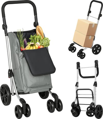 HOMCOM Boodschappenwagen Oxford-stof, Aluminium 58L x 44B x 100H cm Grijs