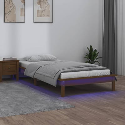 vidaXL - Bedframe - LED - massief - hout - honingbruin - 90x200 - cm
