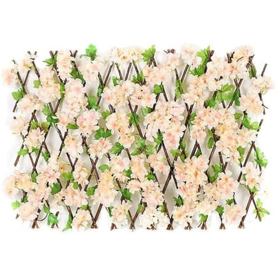Clôture rétractable en bois, haie extensible avec feuilles de fleurs artificielles, décoration de jardin