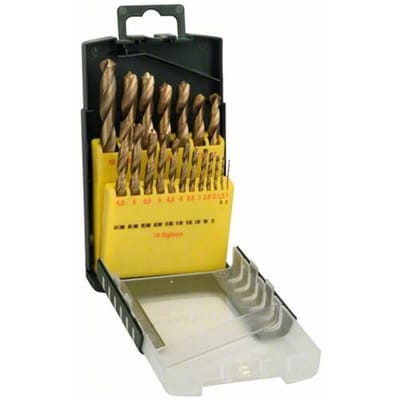 HSS Metaal-spiraalboorset 19-delig Bosch Accessories 2607017152 Gezamenlijke lengte 164 mm TiN Cilinderschacht 1 stuk(s)