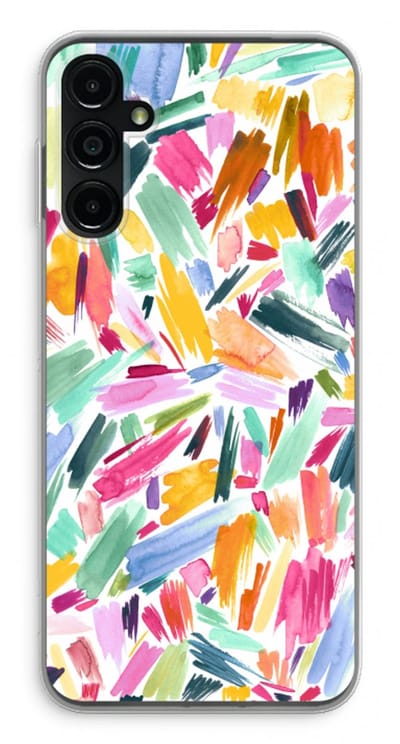 Case Company® - Hoesje geschikt voor Samsung Galaxy A14 hoesje - Watercolor Brushstrokes - Soft Cover Telefoonhoesje - Bescherming aan alle Kanten en Schermrand