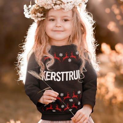 Foute Kersttrui Zwart Kind - Kersttrui Rendieren (3-4 jaar - MAAT 98/104) - Kerstkleding voor jongens & meisjes
