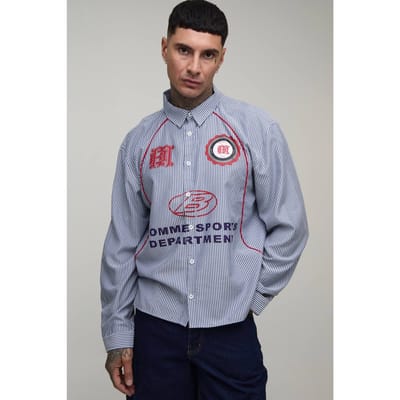 Lang Oversized Boxy Gebogen Bies Sport Overhemd | Blue | Size Small