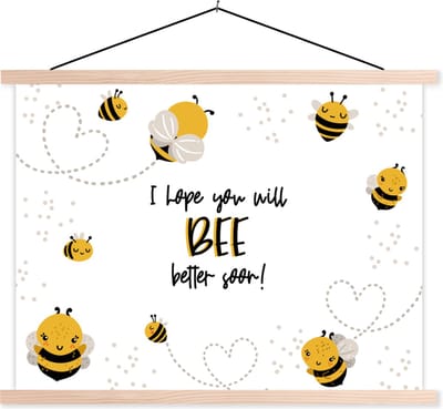 Posterhanger incl. Poster 120x90 cm - Schoolplaat - Beterschap - Quotes - Bij - Textielposter - Blanke latten