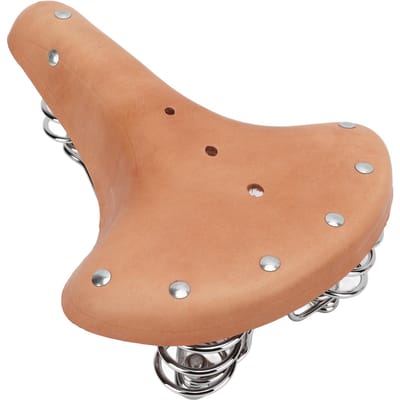 Vintage Klassieke Stijl Koeienleer Fietszadel Retro Fietskussen met Veren voor Buiten brown