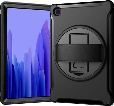 DrPhone IM1 - 360° Beschermende Cover   + Volledige Valbestendige Case – Geschikt voor Galaxy Tab A7 10.4 2020 T500/T505 - Zwart