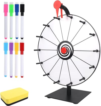 Gelukswiel van 30 cm voor loterijspelletjes, met 14 sleuven en markeerstift voor creatieve prijzenpools