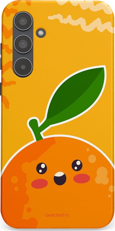 Casetastic Hoesje Geschikt voor Samsung A55 - Stijlvolle Beschermende Duo-layer Case - Vrolijke Sinaasappel