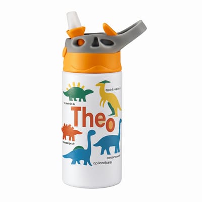 Lieve Pastel Drinkfles – Zachte Drinkbeker voor Dromerige en Creatieve Liefhebbers - Waterfles voor kinderen (wit/oranje)