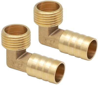 Dailygoods- Slang Barb Koppeling 90 Graden - Messing - 1/2 Inch - 16 mm - 2 Stuks - Duurzaam en Corrosiebestendig - Slangkoppeling