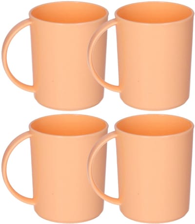 Plasticforte onbreekbare Drinkbekers - 4x - kunststof - 350 ml - oranje - kinderen - camping- mokken