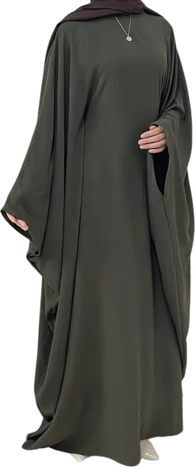 Nivard Islamitische Kleding - Djellaba Dames - Moslim Kleding - Arabisch Dames Kaftan - Alhamdulillah - Legergroen
