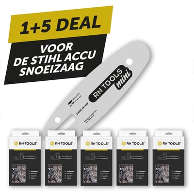 RNtools Zaagblad 10 cm 1/4 1.1 mm Mini - voor Stihl GTA accu snoeizaag + 5x zaagketting