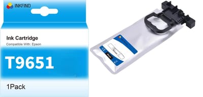 INKFIND T9651 Zwart inktcartridge compatibel met Epson T9651 C13T965140 Geschikt voor Epson WorkForce Pro WF-M5299DW Epson WorkForce Pro WF-M5799DWF Epson WorkForce Pro WF-M5298DW - 1 Pack BK