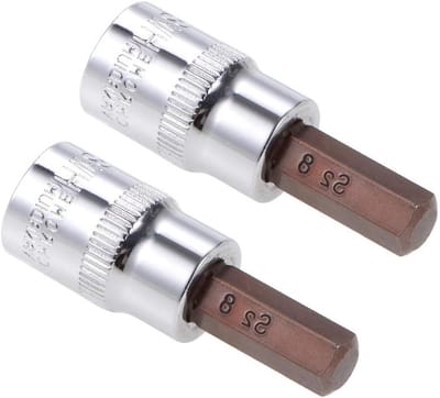 2 Stuks 3/8 Inch Aandrijving H8 (8mm) Inbussleutel Socket, Hoogwaardige S2 Staal Bits, Hex Bit voor Koppelmoersleutel, Ratelsleutel en Klopboormachines, 48mm Lengte