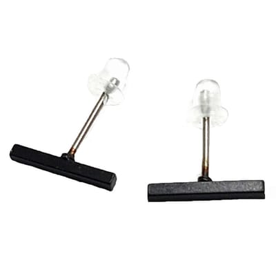 Bar Oorbellen – Minimalistisch – Staafjes 12 mm – Zwart - Platte Staaf Oorknopjes Met Cadeauverpakking
