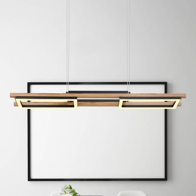 Globo LED hanglamp Illa in houtdesign
