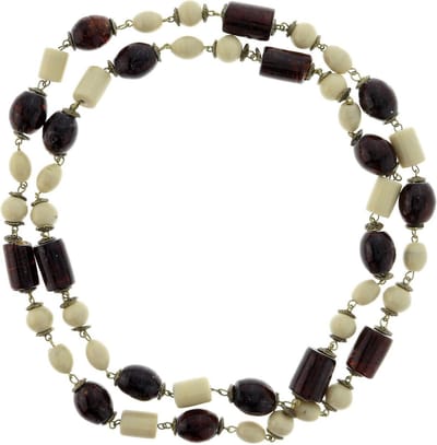 Behave - Lange kralen ketting - Beige en bruin - 110 cm