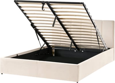 DREUX - Bed met opbergruimte - Lichtbeige - 140 x 200 cm - Fluweel