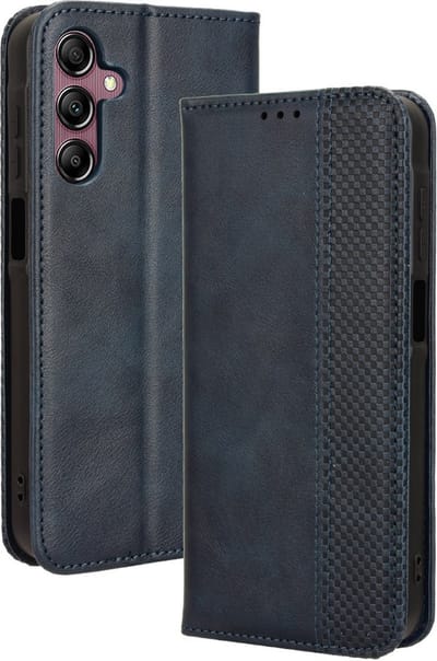 Coverup Hoesje - Geschikt voor Samsung Galaxy A15 Hoesje - Coverup Vintage Style Book Case - Blauw