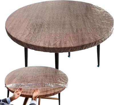 Tafelbeschermer Rond - Beschermhoes PVC - Meubels Beschermen - Elastisch Trekkoord - 122 cm - Transparant