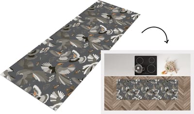 Keukenloper - Loper keuken - Vogel - Patroon - Wolken - 150x50 cm - Keukenloper vinyl