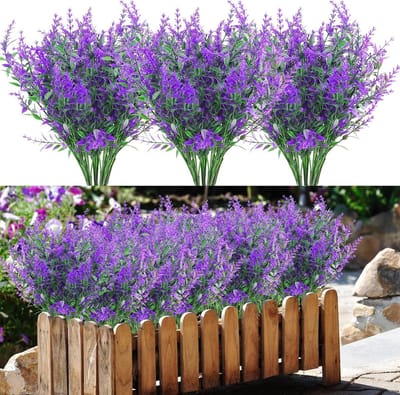 Natuurlijke Uv-bestendige Kunstplanten en Bloemen in Pot, 10 Bundels Lavendel voor Huisdecoratie, Tuin en Tafel