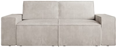 Vente-unique Zitbank – 2 plaatsen – Beige ribfluweel – AMELIA