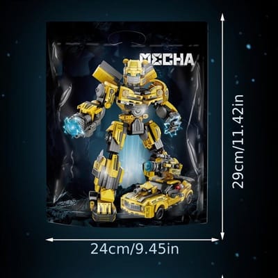 2-in-1 Mecha Robot Auto Bouwstenen Speelgoed Beweegbare Gewrichten Duwbare Wielen Kinderen Bakstenen Speelgoed Jongen Cadeau gray