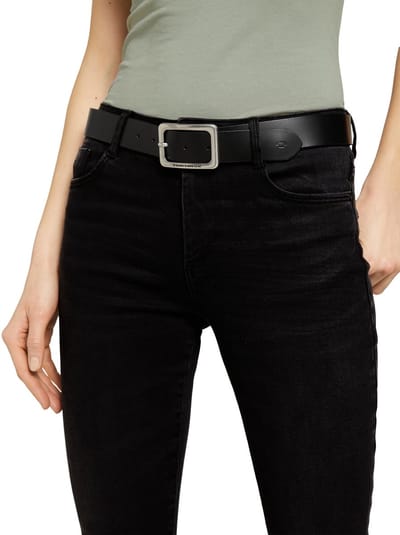 Tom Tailor - TTEVE leren riem met vierkante gesp - Maat 80 - black uni