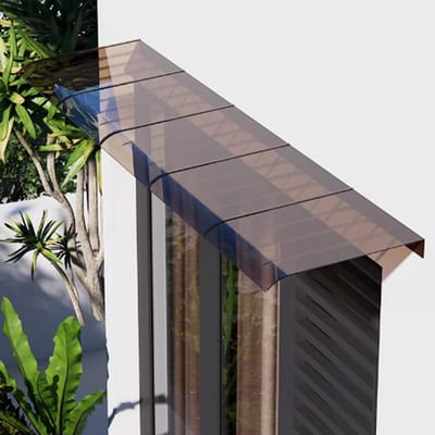 Gebogen Deurluifels - Voordeur Afdak - Buiten Beschermen - Stootvast Polycarbonaat - 60x180cm - Bruin