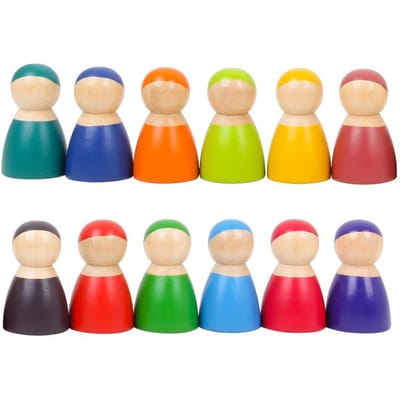 Montessori Regenboog Bouwblokken Massief Hout Educatief Speelgoed Regenboog Bos Kasteel Poppen Creatieve Puzzel Educatief Speelgoed Voor Kind multi