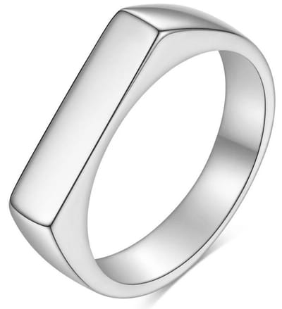 Zegelring Zilver kleurig - Smal en Elegant - Staal - Ring Ringen Heren Dames - Papa Cadeau Voor Mannen - Vaderdag