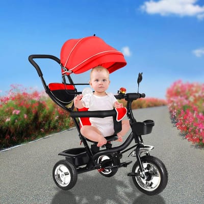 Driewieler voor baby's - Loopfiets peuter - Buiten spelen - Uitbreidbaar met kap - 46 x 75 x 106 cm