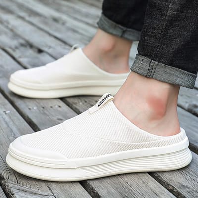 Heren Instappers Pantoffels Lichtgewicht Ademend Mesh Antislip Slippers Binnen Buiten Wandelschoenen Zomer Heren Teenslippers 39 beige