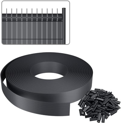 ACXIN PVC Schutting Afsluiting PVC Schutting Strips voor Hekwerk - Tuinscherm en Hekwerk Bekleding 100% Zichtdicht UV-bestendig Weerbestendig - 65 m x 4.7 cm - Antraciet - 120 Clips