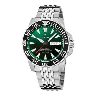 Festina F20661/2 Heren Horloge - Mineraalglas - Roestvrijstaal/Staal - Zilverkleurig - Ø 45 mm - Quartz - Vouw/Vlindersluiting - 20 ATM (duiken)