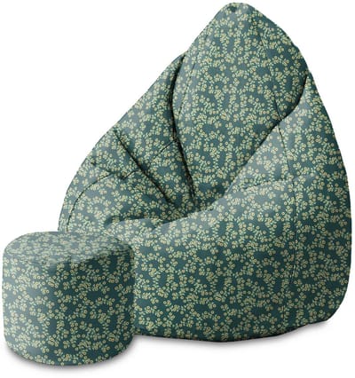 DreamRoots Velvet Zitzak voor Volwassenen – Luxe Beanbag met Voetsteun en Afneembare Hoes – Inclusief Vulling – 80x80x120 cm - Tiny Flowers