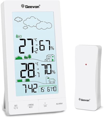 Weerstation Draasloos Binnen/Buiten - Weerstation - Draadloos - Met buitensensor - Digitale thermometer - Voor binnen en buiten