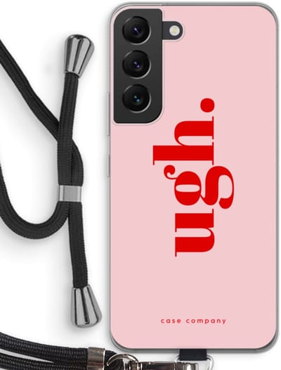 Case Company® - Hoesje met koord geschikt voor Samsung Galaxy S22 hoesje met Koord - Ugh - Telefoonhoesje met Zwart Koord - Bescherming aan alle Kanten en Over de Schermrand
