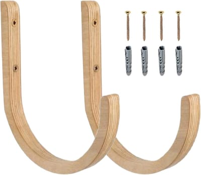 Houten Muurrek - Opbergrek Yogamat - Thuis Sportschool - Ruimtebesparend Ontwerp - 28x14x14 cm - Houtkleur