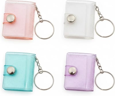 Mini Fotoalbum Set van 4 Stuks, 5 Inch met 24 Compartimenten, Kleurrijke Sleutelhanger voor Fotoherinneringen en Cadeaus